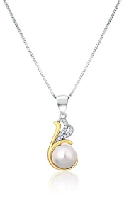 JwL Luxury Pearls Collana bicolore in argento con perla vera e zirconi JL0786 (catena, ciondolo)