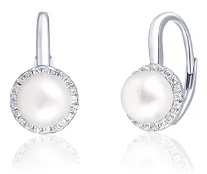 JwL Luxury Pearls Eleganti orecchini in argento con vera perla e zirconi JL0640