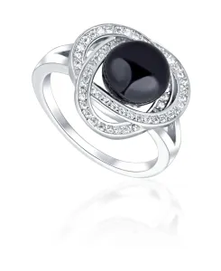 JwL Luxury Pearls Incantevole anello con perla nera e zirconi JL0760 52 mm