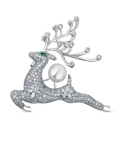 JwL Luxury Pearls Incantevole spilla di perle con cristalli Cervo JL0792
