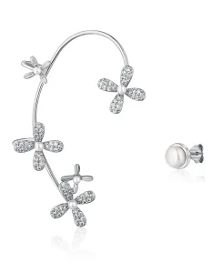 JwL Luxury Pearls Lussuosi orecchini asimmetrici in argento con perle e zirconi - orecchio destro JL0779