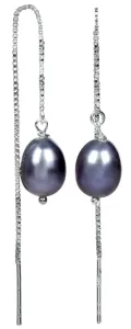 JwL Luxury Pearls Orecchini a catenina in argento con perla blu metallico JL0207
