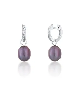 JwL Luxury Pearls Orecchini a cerchio in argento à la duchessa Kate con vera perla e zirconi 3in1 JL0733