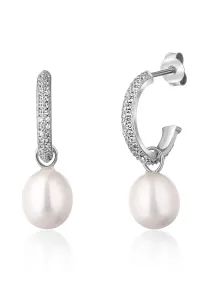 JwL Luxury Pearls Orecchini a cerchio in argento con perle vere 2v1 JL0770