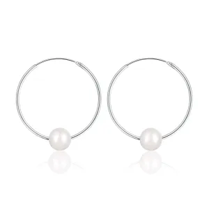 JwL Luxury Pearls Orecchini a cerchio in argento con vere perle 21019.1