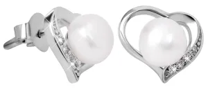 JwL Luxury Pearls Orecchini a Cuore in argento con vera perla e zirconi JL0407