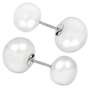 JwL Luxury Pearls Orecchini double face in argento con vere perle bianche JL0255