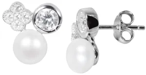 JwL Luxury Pearls Orecchini eleganti in argento con vera perla e zirconi JL0539