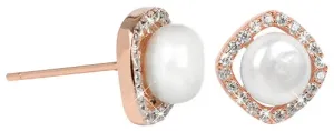 JwL Luxury Pearls Orecchini in argento placcato in oro rosa con vera perla bianca e cristalli JL0252