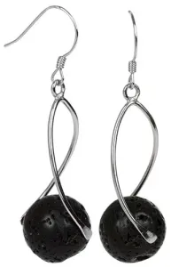JwL Luxury Pearls Orecchini lunghi in argento con pietra lavica nera JL0280