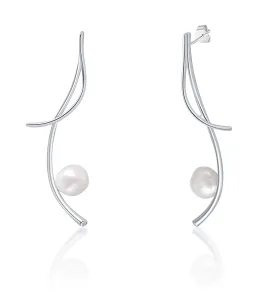 JwL Luxury Pearls Orecchini lunghi in argento con vere perle barocche e zirconi JL0681