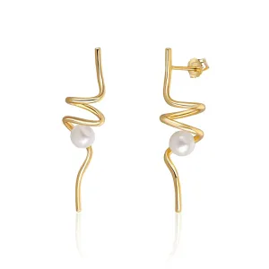 JwL Luxury Pearls Orecchini lunghi in argento placcati in oro con perla JL0621