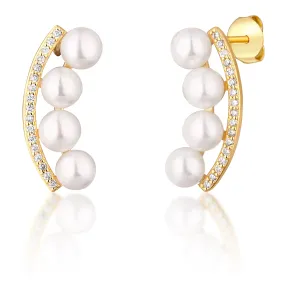 JwL Luxury Pearls Orecchini placcati in oro con vere perle e zirconi JL0745