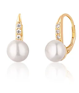 JwL Luxury Pearls Orecchini placcati in oro con vere perle e zirconi JL0769