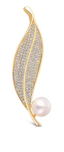 JwL Luxury Pearls Spilla brillante a foglia con perla JL0700