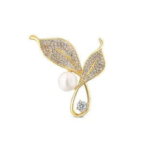 JwL Luxury Pearls Spilla con perle e cristalli 2in1 Foglie JL0817