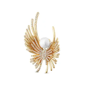 JwL Luxury Pearls Spilla placcato in oro con perla e cristalli JL0822