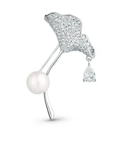 JwL Luxury Pearls Spilla scintillante 2in1 con cristalli e vera perla Ginkgo JL0838