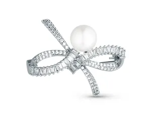 JwL Luxury Pearls Spilla scintillante da donna Fiocco con vera perla e cristalli JL0842