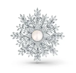 JwL Luxury Pearls Spilla scintillante Fiocco di neve 2in1 con vera perla JL0847