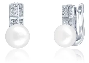 JwL Luxury Pearls Splendidi orecchini in argento con vera perla e zirconi JL0644
