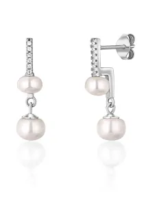 JwL Luxury Pearls Splendidi orecchini in argento con vere perle e zirconi JL0773