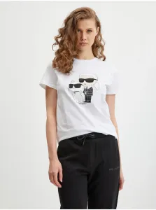 White Women's T-Shirt KARL LAGERFELD Ikonik - Women