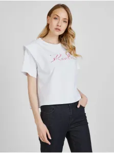 White Women's T-Shirt with Shoulder Pads KARL LAGERFELD - Women