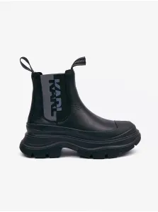 Black Leather Ankle Boots KARL LAGERFELD Luna Speculum - Ladies #2538043