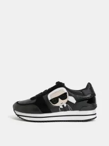 Black Leather Sneakers with Suede Details KARL LAGERFELD - Women