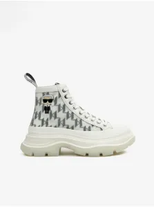 White Women's Ankle Sneakers with Leather Details KARL LAGERFELD Luna Mo - Ladies #1958779