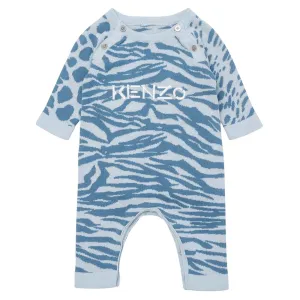 Kenzo Baby Boys Cotton Knit Romper Blue - 3M BLUE