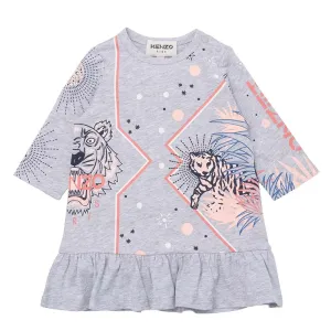 Kenzo Baby Girls Tiger Print Dress Grey - 2Y GREY