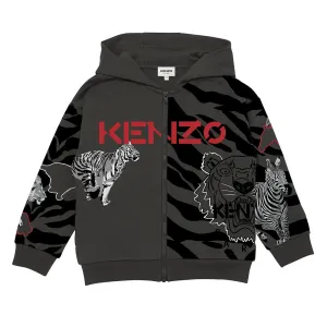 Kenzo Boys Animal Print Hoodie Grey - 6A GREY