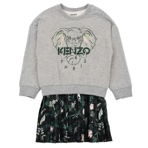 Kenzo Girls Elephant Print Sweater And Dress Grey - 12Y GREY