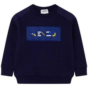 Kenzo Boys Logo Print Crew Neck Sweatshirt Navy - 10Y NAVY