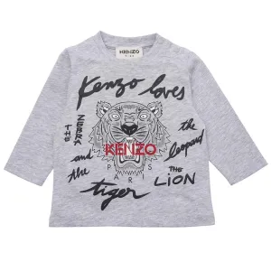 Kenzo Baby Boys Long Sleeve Tiger  T-Shirt Grey - 2Y GREY