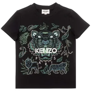 Kenzo Boys Tiger print T-Shirt Black - 8A BLACK