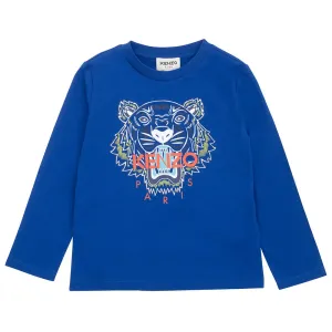 Kenzo Boys Tiger Print T-shirt Blue - 4Y BLUE