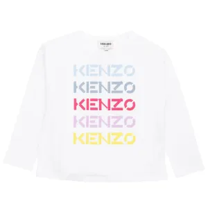 Kenzo Girls All Over Logo Print Long Sleeved T-shirt White - 4Y WHITE