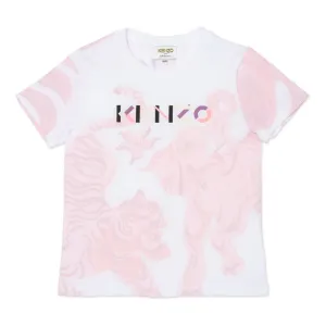 Kenzo Girls Animal Print Logo T-Shirt Pink - 2Y PINK