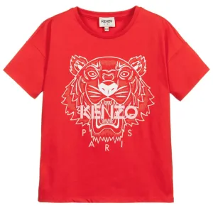 Kenzo Girls Tiger Logo T-Shirt Red - 10Y RED