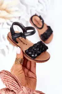Children's knitted sandals black bailly #1300892