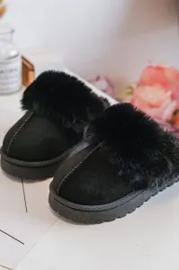 Children's slippers with fur, Black Birasta #2892543