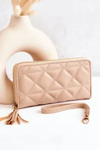 Large quilted wallet with stripe beige Jeffrey