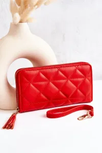 Large quilted wallet with stripe Red Jeffrey
