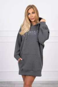 Insulated sweatshirt with embroidered inscription oversize graphite