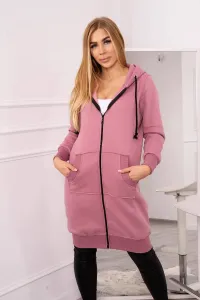 Long insulated hoodie dark pink