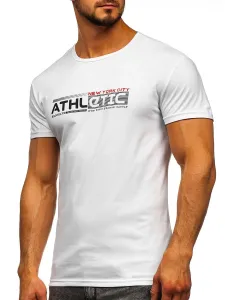 Men's T-shirt with Athletic SS10951 print - white,