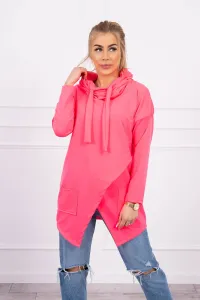 Tunic with clutch at the front Oversize pink neon